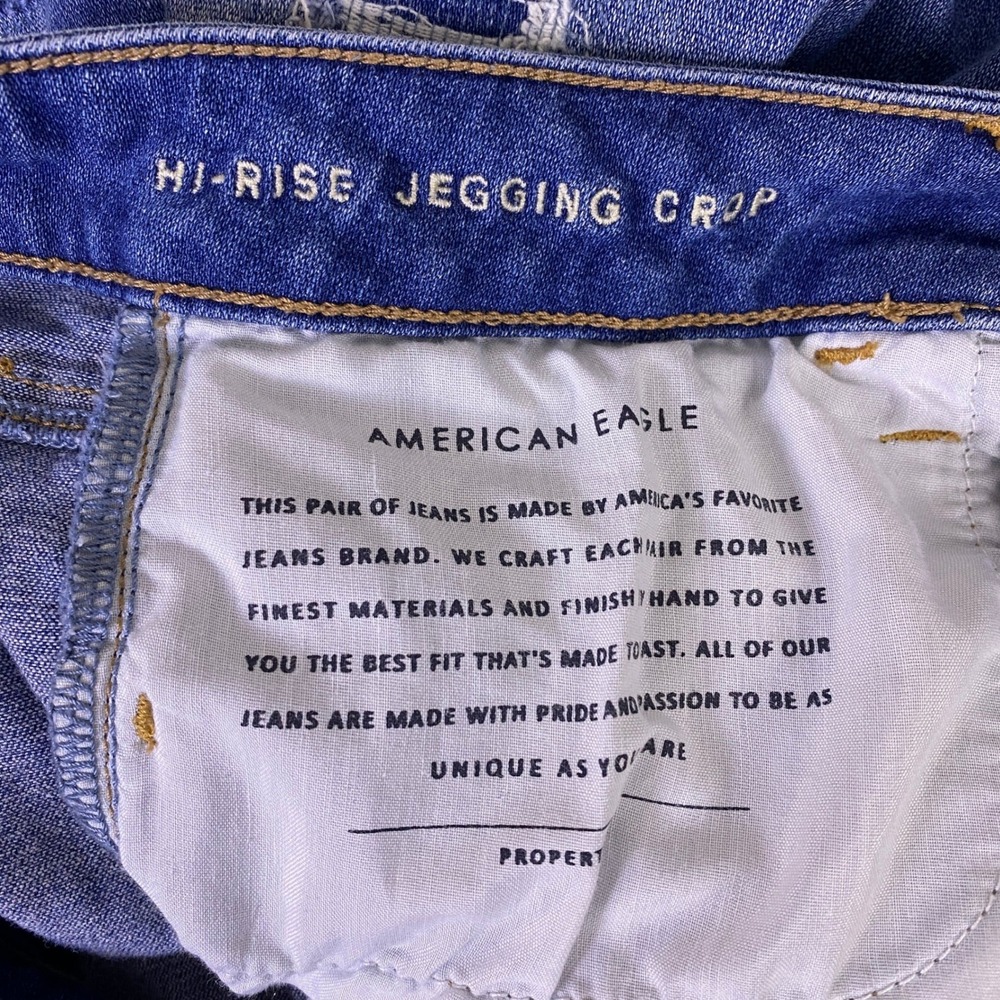 American Eagle Hi-Rise Jegging Jeans Women's 12 Regular Crop Blue Super Stretch - Picture 4 of 12